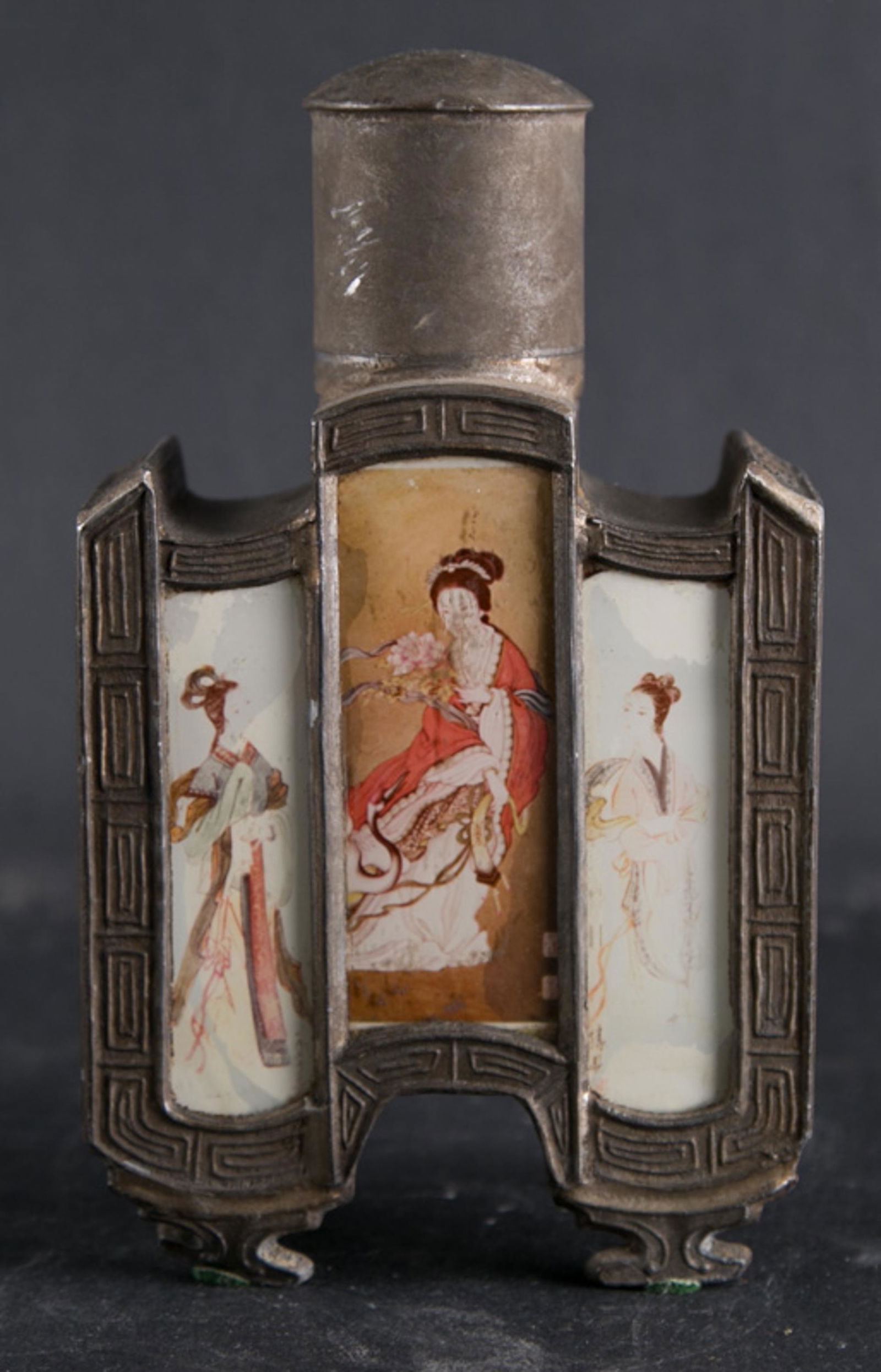 Chinses antique tin figure tea pot (1 of 5)