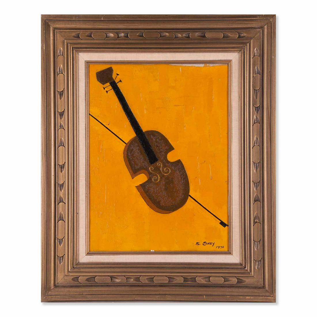 Vintage Modernist Original Oil Painting "Violin And (1 of 10)