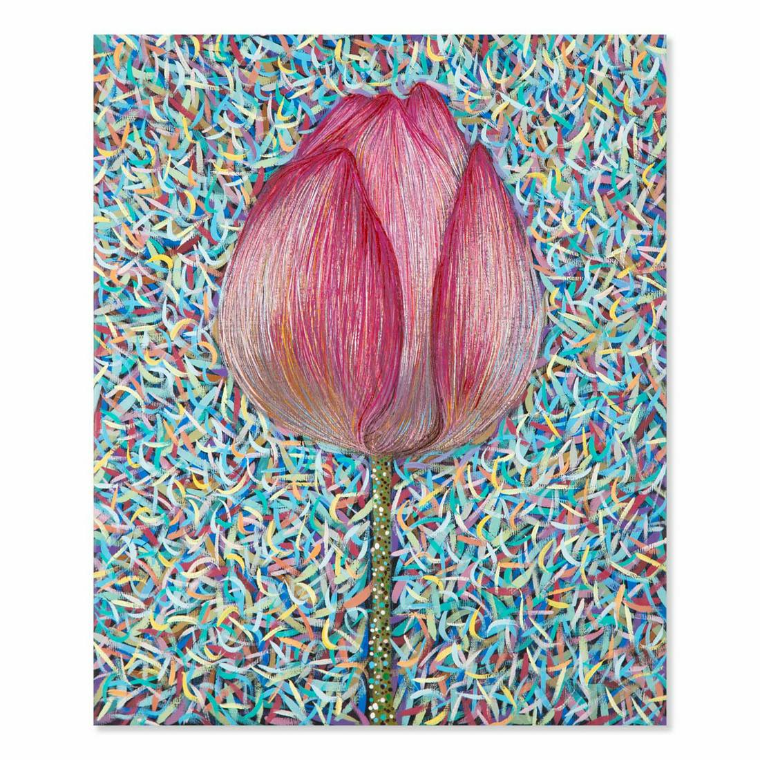 Expressionist Original Oil Painting "Pink Bud" (1 of 10)