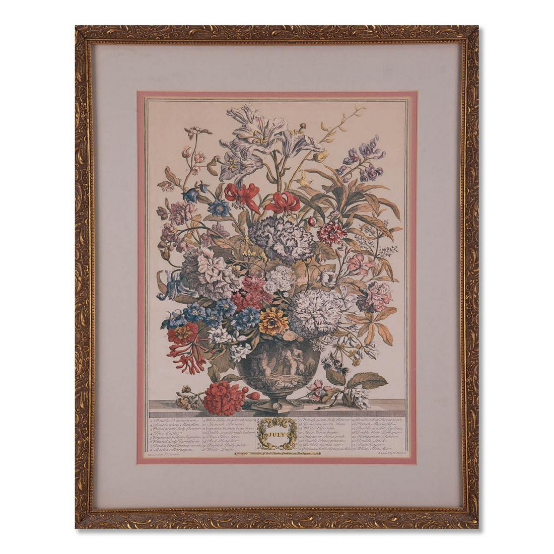 H. Fletcher Floral Lithograph "July" (1 of 10)