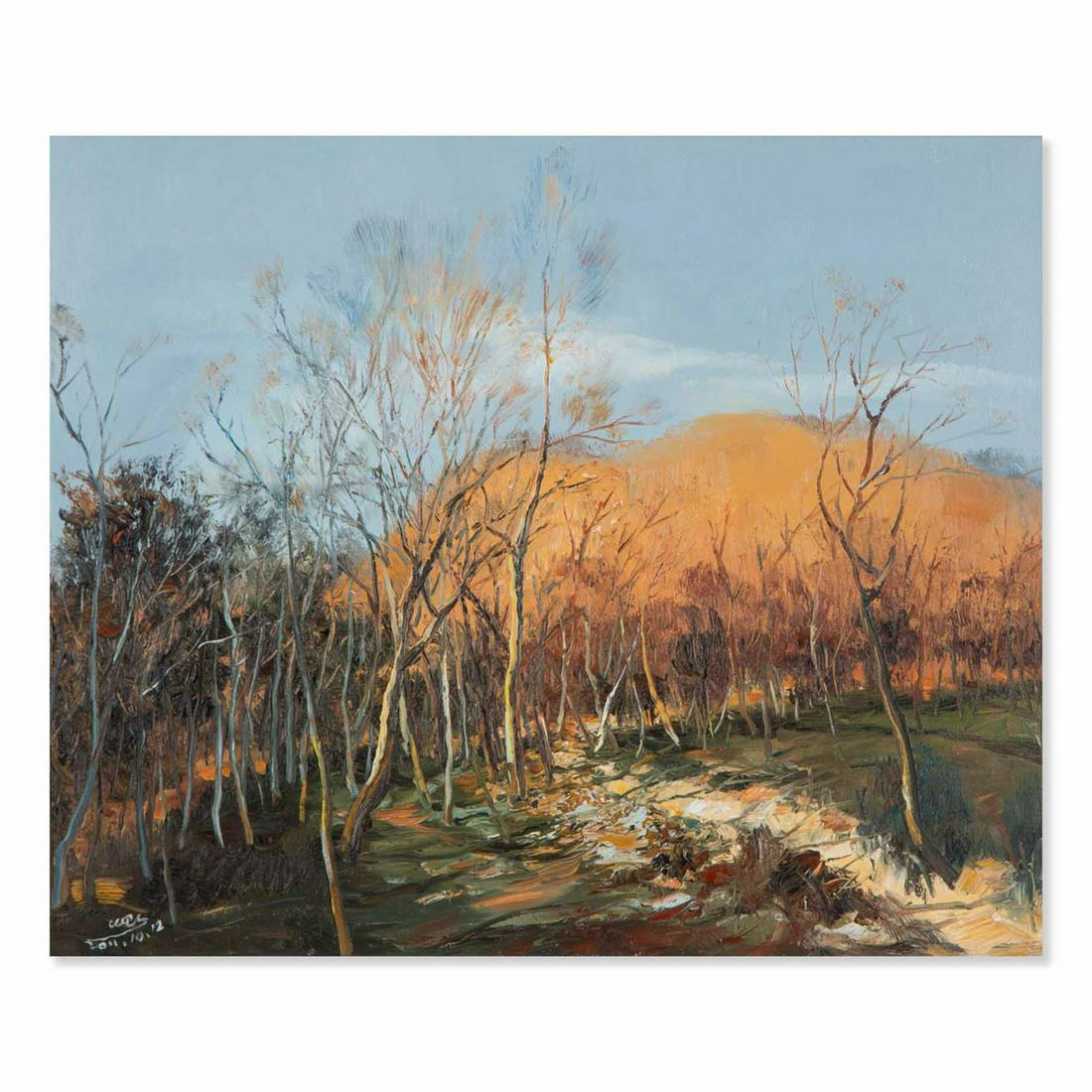 Realist Original Oil On Canvas "Small Trees" (1 of 10)