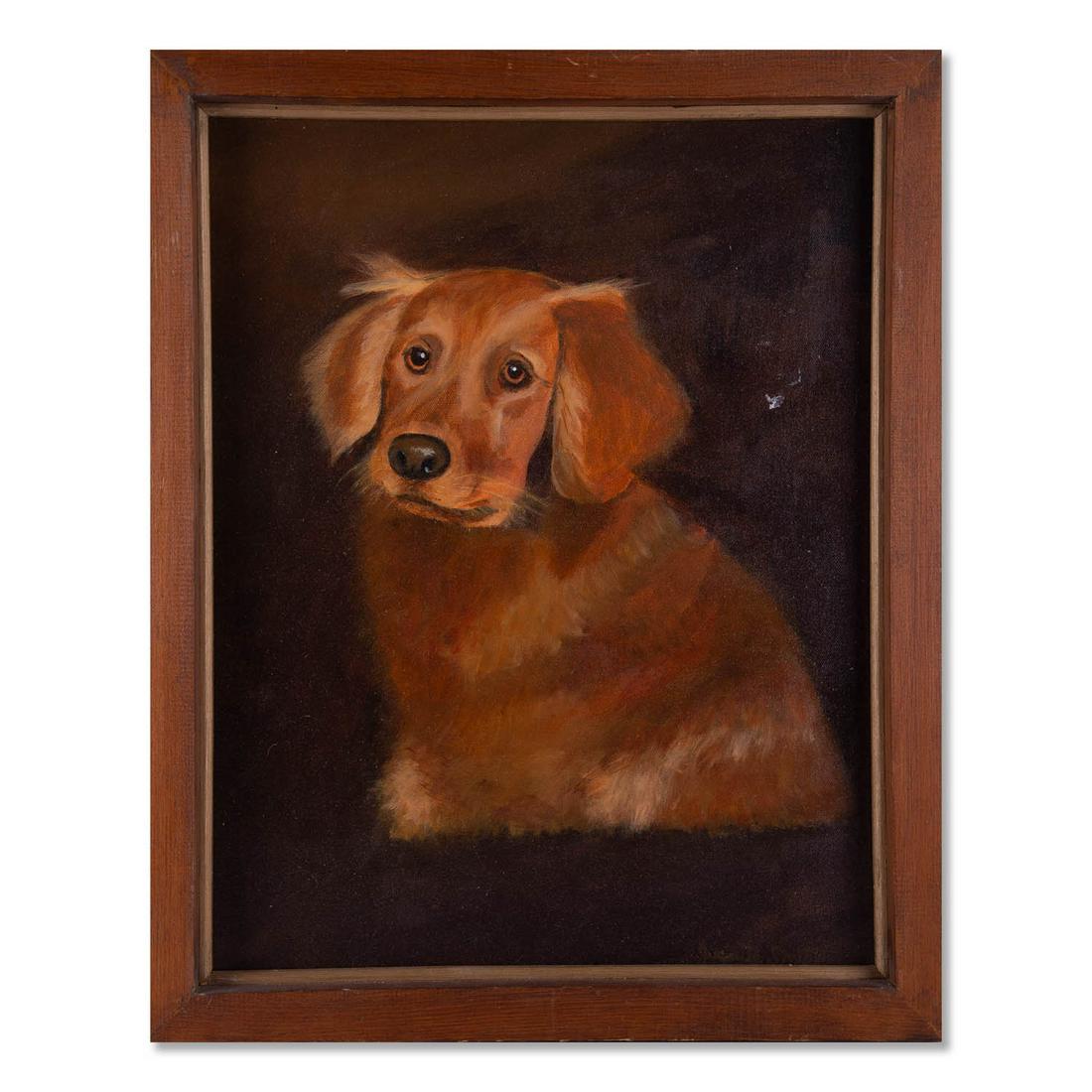 Vintage Original Oil Painting "Portrait Of Dog" SIgned (1 of 10)