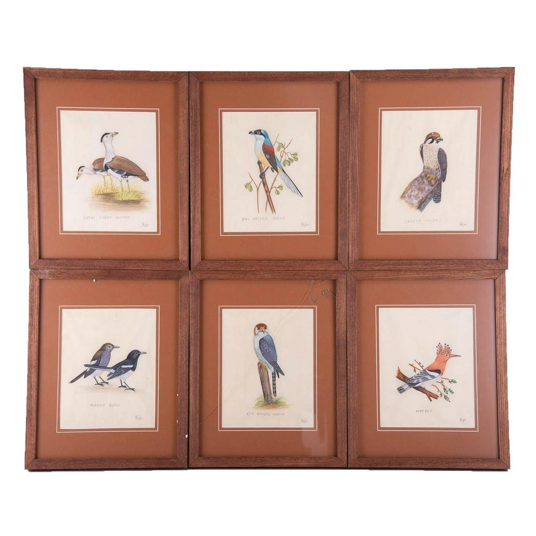 Set Of 6 Artist Raju Watercolor Of Birds (1 of 10)