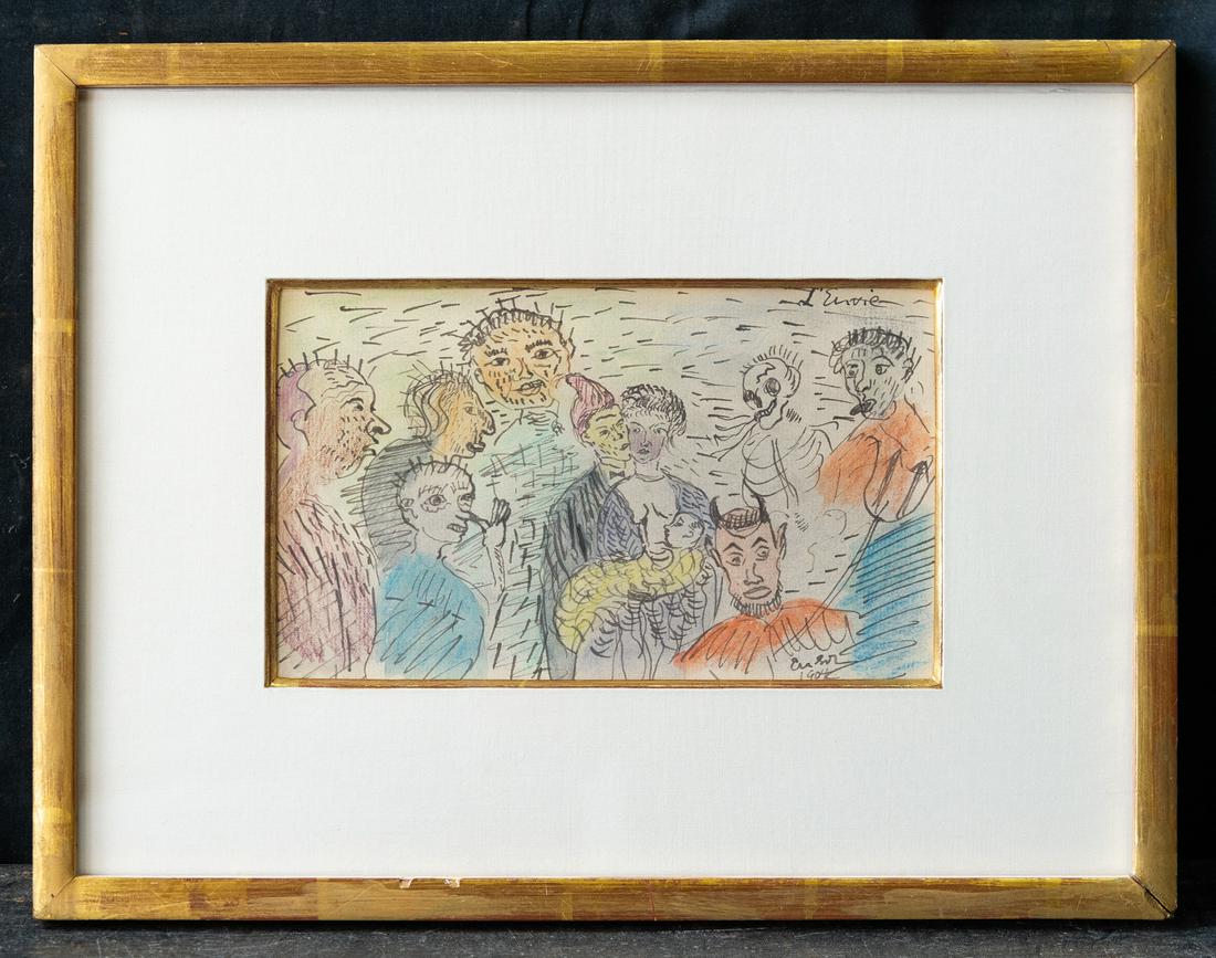 James Ensor (1860-1949) Belgium Artist Watercolor (1 of 10)