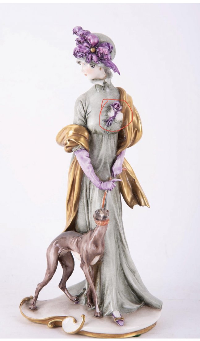 Giuseppe Cappe Porcelain FIgure "Lady And Her Dog" (1 of 11)