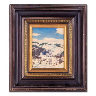 Emile Albert Gruppe (1896 - 1978) MA Artist Oil: Title: Winter Vermont Medium: OIl On Board Size: 10 x 8 inches Frame: 20 x 18 inches Age: 1900s Condition: Great Overall Signature: Lower left Artist: Emile Albert Gruppe (1896 - 1978) Emile