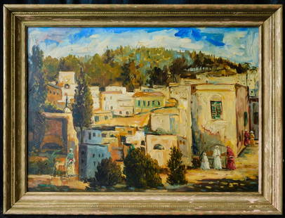 Jacques Majorelle (France, Africa 1886 - 1962) Oil on: Jacques Majorelle (1886 - 1962) was active/lived in France, Africa. Jacques Majorelle is known for African figure, genre and landscape painting-garden scenes. Medium: Oil on Board Size: 19 1/2"