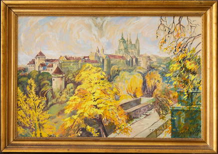 Tavik Frantisek (T.F.) Simon (1877 - 1942): Signed On Lower Right Corner The Medium Is Gouache On paper Beautiful Condition. with frame. Painting's age is estimate circa 1920s by checking the date and the age of the artwork and medium. Size