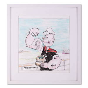 Original Myron Waldman Watercolor/Pencil "Popeye"