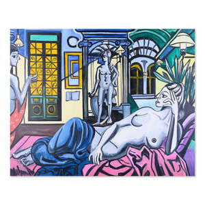 Large Abstract/Cubist Original Oil "Siesta"