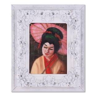 Vintage Post-Impressionist Oil "Portrait Of Japanese: Title: Portrait Of Japapnese Lady Medium: Oil on canvas Style: Impressionist Size: 12" x 9" Frame Size: 19" x 16" Age: 1970s Condition: Good overall condition for its age, Signature: Ada Great