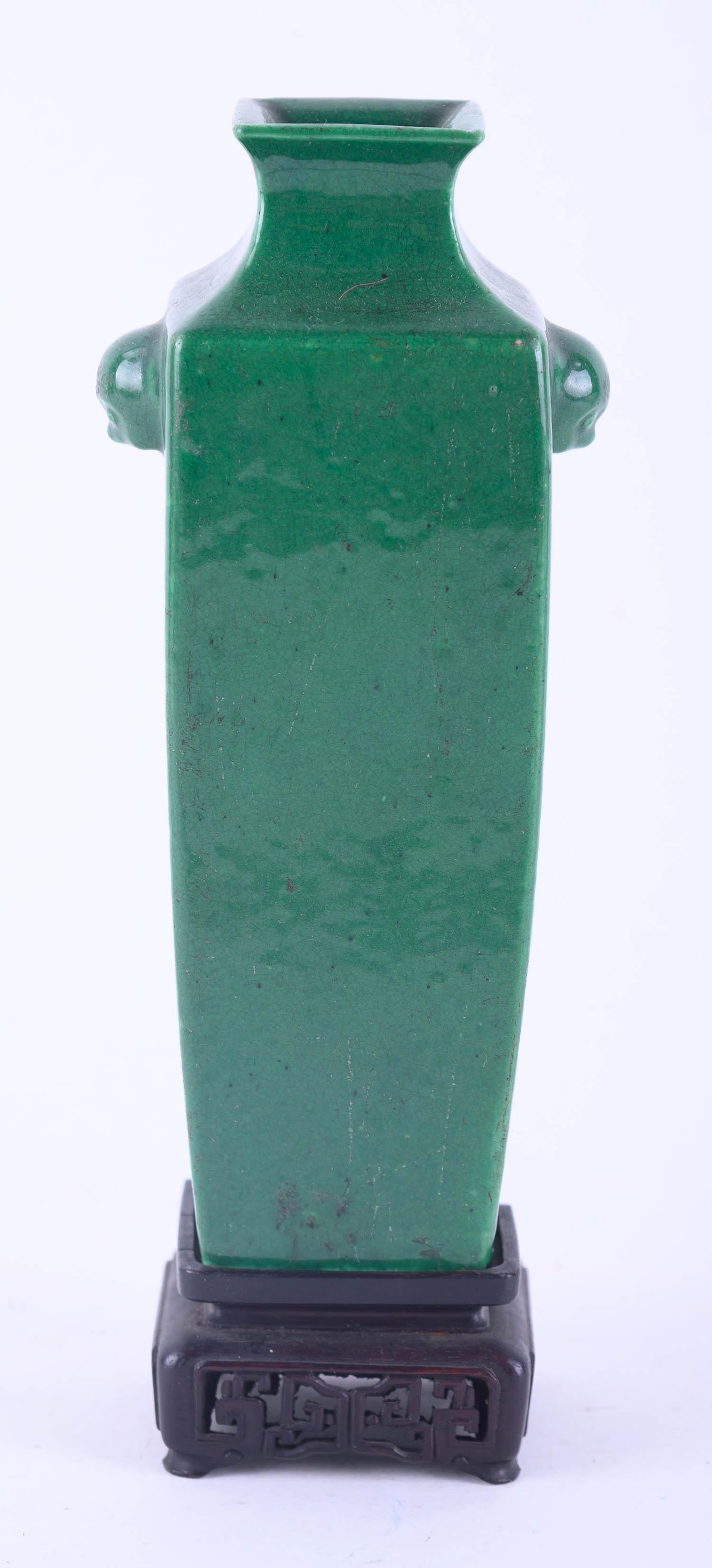 Antique 19th C. Green Porcelain Square Jar (1 of 8)