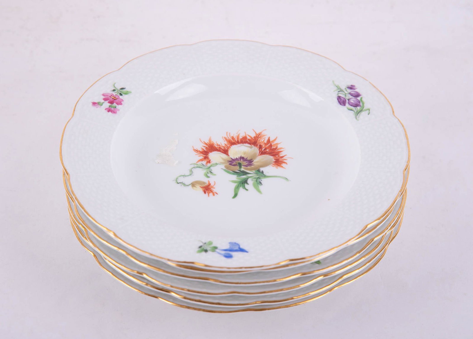 Set Of Set Of 6 Meissen Porcelain Floral Plates (1 of 8)