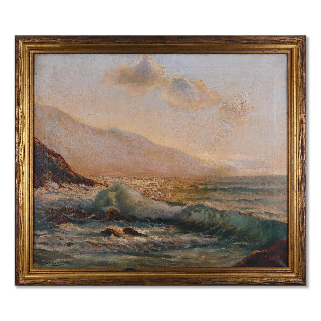 1912 - 1984 Frank Ferruzza Oil On Canvas "Breakers" (1 of 10)