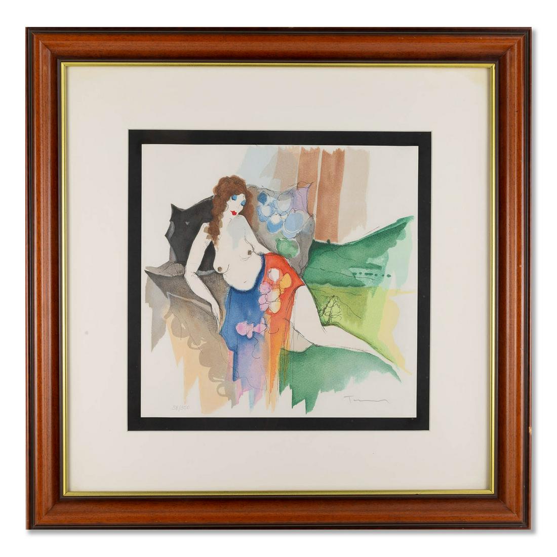 Limited Edition 58/350 Itzchak Tarkay Print: Title: Nude Repose Medium: Limited Edition 58/350 Print Painting Size: 12.5" x 12.5" Frame Size: 23" x 23" Age: Vintage Condition: Good, no damages seen. Artist: Pencil Signed, Itzchak Tarkay Great fo