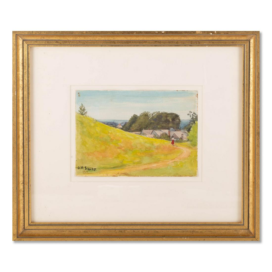 Joseph Henry Sharp (1859 - 1953)New Mexico, California,: Joseph Henry Sharp (1859 - 1953)New Mexico, California, Ohio Medium: Watercolor on Paper signed: lower right Size: 7" x 5" Frame Size: 14" x 12" Condition: Very Good, light wear and dirt accumulation
