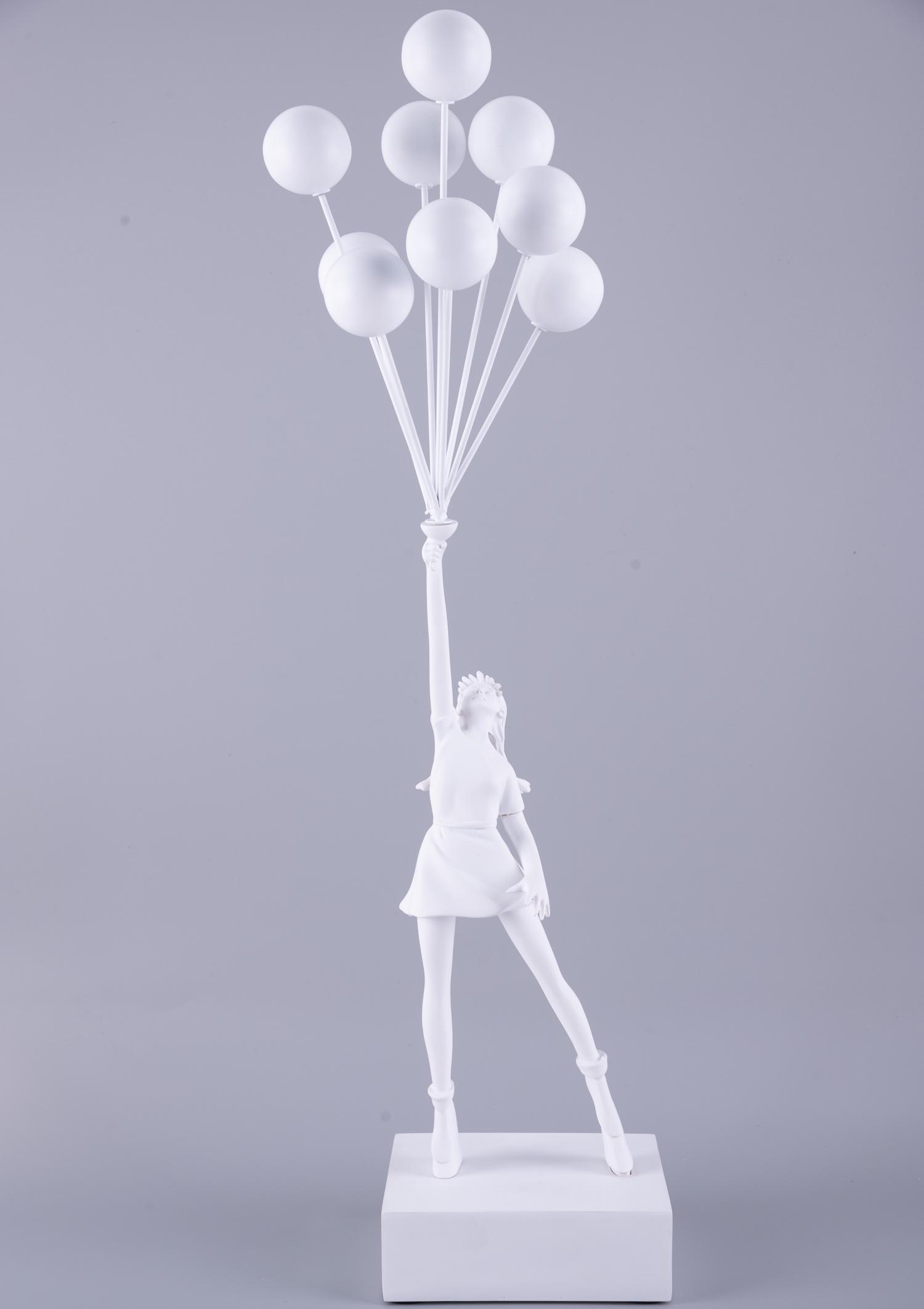 Contemporary White Resin Figurine "Flying Balloon Girl" (1 of 8)