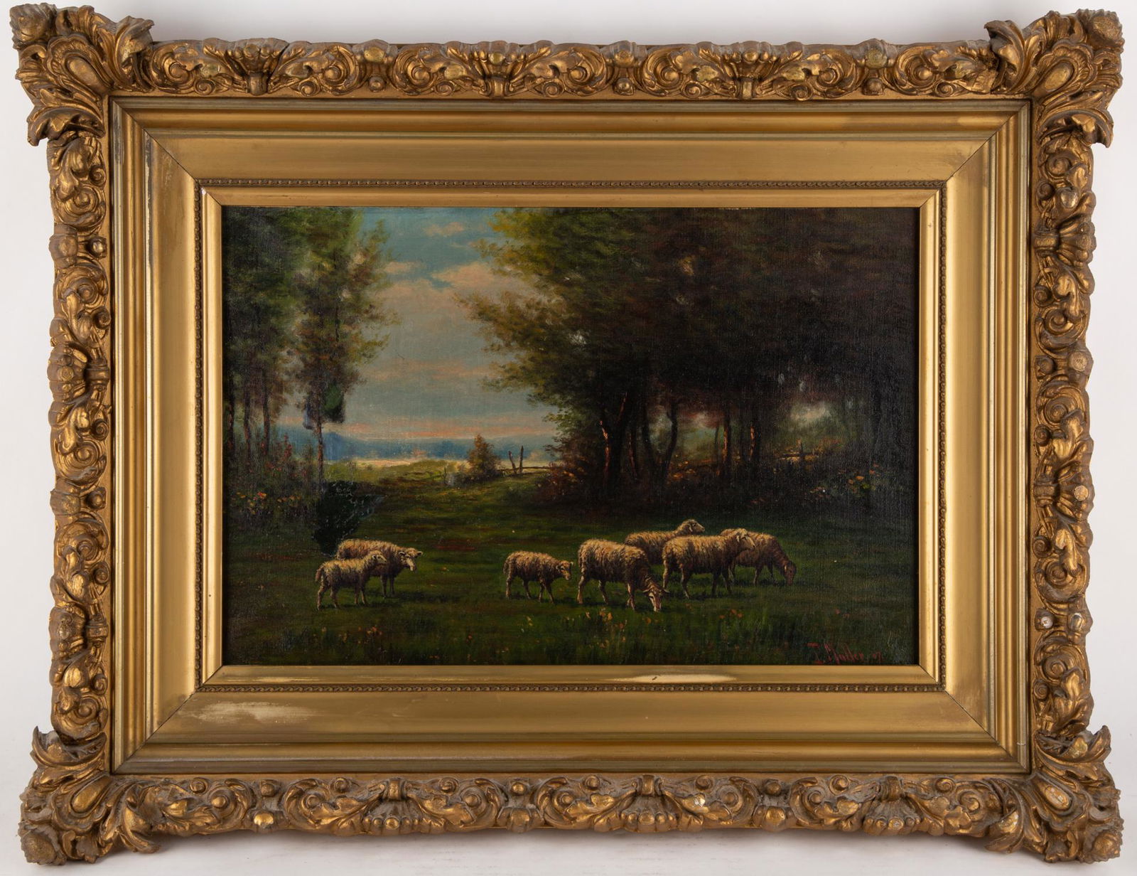 American Antique Oil Painting Sheep and Landscape (1 of 14)