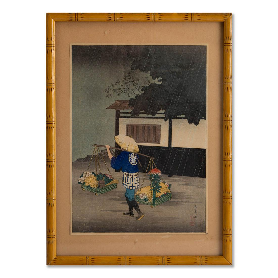 Original Woodblock Print "early summer rain" (1 of 7)