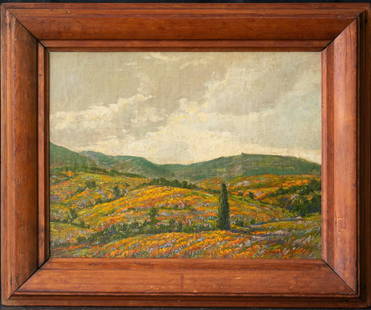 Granville Redmond (1871 - 1935) California Artist Oil: Granville Redmond (1871 - 1935) was active/lived in California. Granville Redmond is known for Wildfloral landscape and marine painting. Medium: Oil On Board Size: 13" x 17" Frame Size: 18 1/2" x 22 1