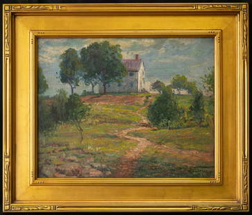 William Langson Lathrop (1859 - 1938) New York Artist Oil: William Langson Lathrop (1859 - 1938) was active/lived in New York, Pennsylvania, Ohio, Illinois. William Lathrop is known for Impressionist and tonalist landscape and coastal view painting,