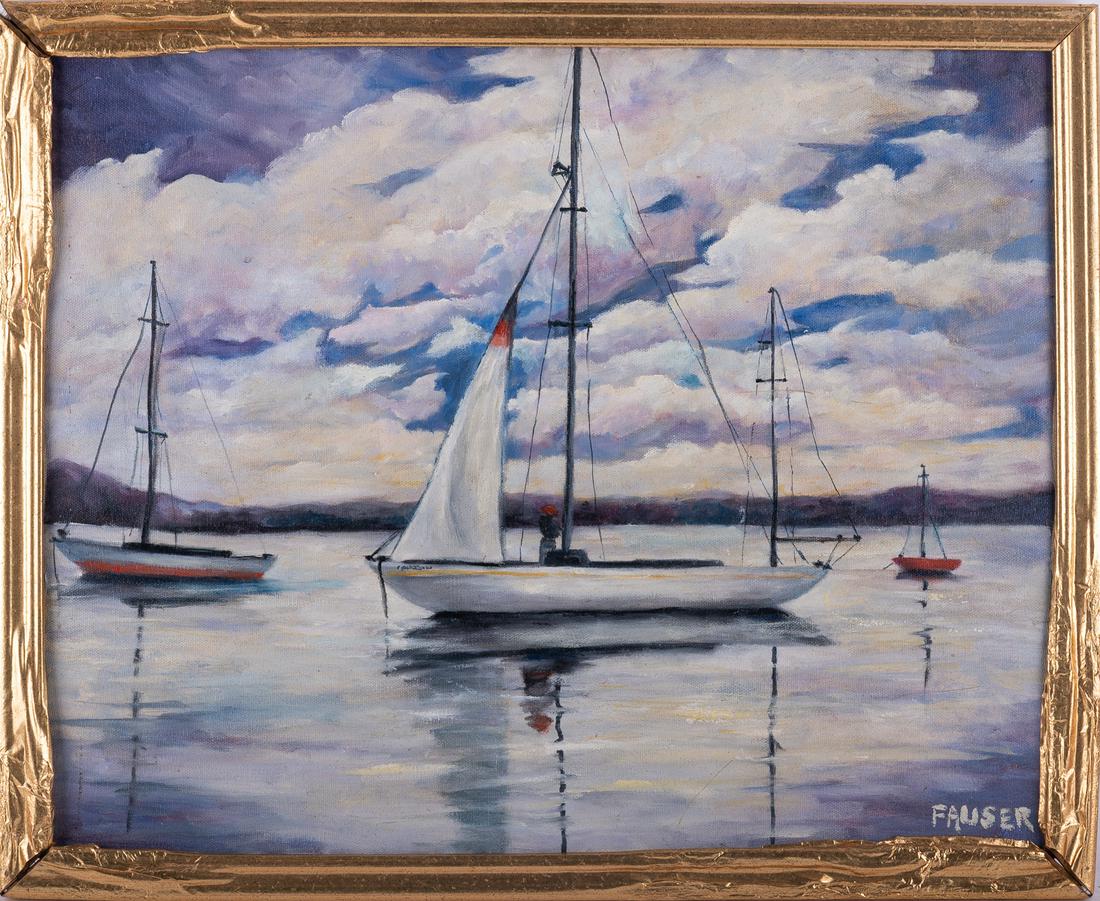 Vintage Impressionist OIl On Canvas "Sailboat": Title: Sailboat Medium: OIl On Canvas Size: 16 x 20 inches Frame: 17.5 x 21.5 inches Age: Vintage Condition: painting is in excellent condiiton. No damage observed Signature: Signed lower right Artist