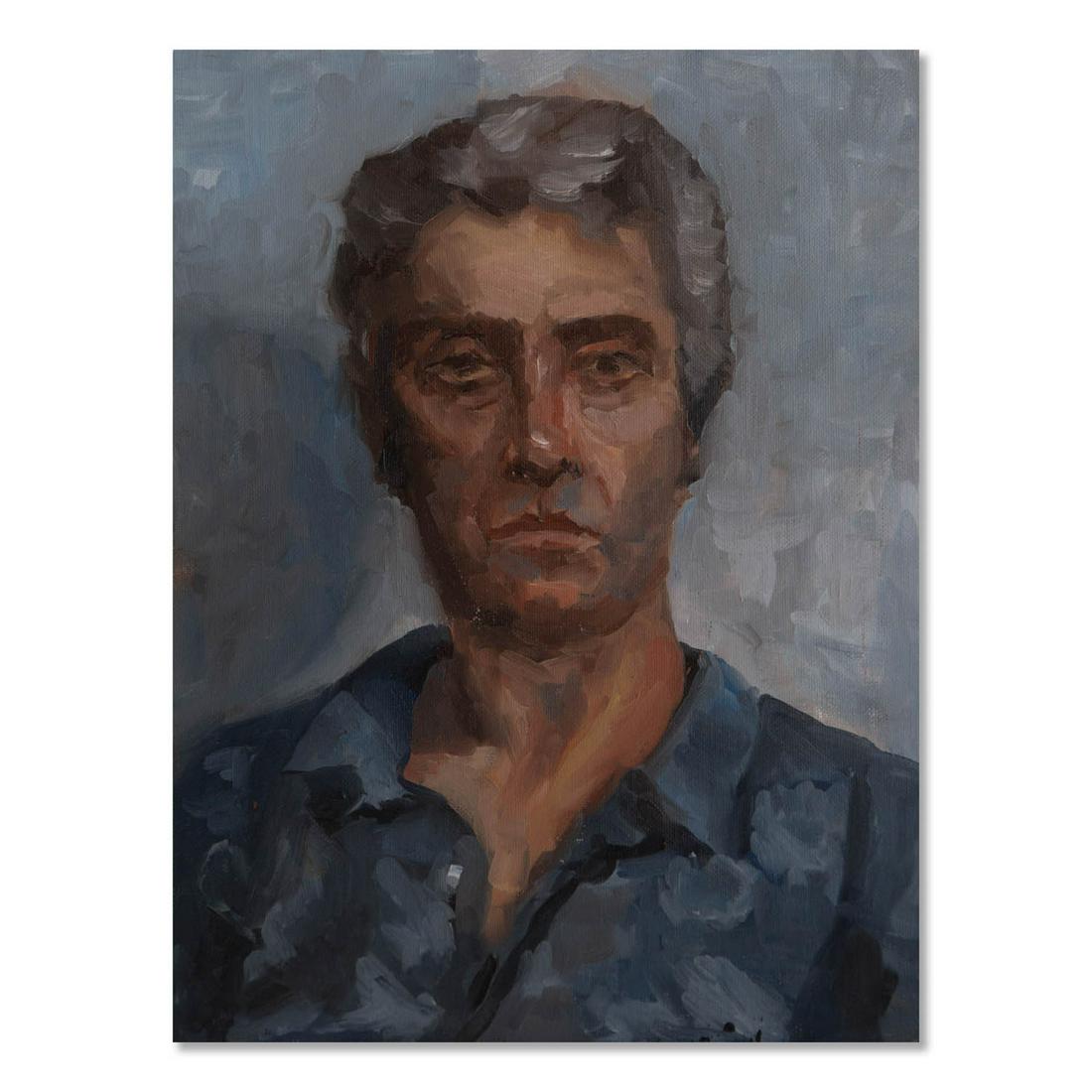 Original Oil painting on board "Man with Blue shirts" (1 of 8)