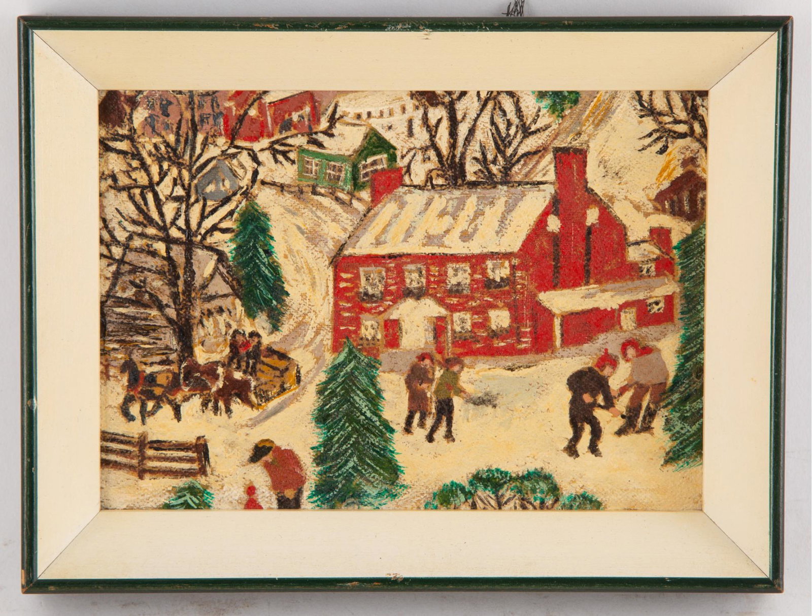 Deep Snow by Grandma Moses Authorized Framed Reproduction: Title: Deep Snow By Grandma Moses Authorized Framed Reproduction Medium: Authorized Framed Reproduction Painting Size: 4.5 x 6.5 Frame Size: 6 x 8 Age: Old Condition: This artwork is in great conditio