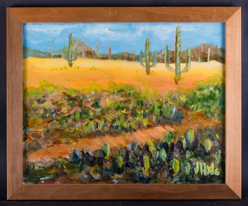 Contemporary Modernist Original Oil Painting "Landscape With Cactus" Signed (1 of 10)