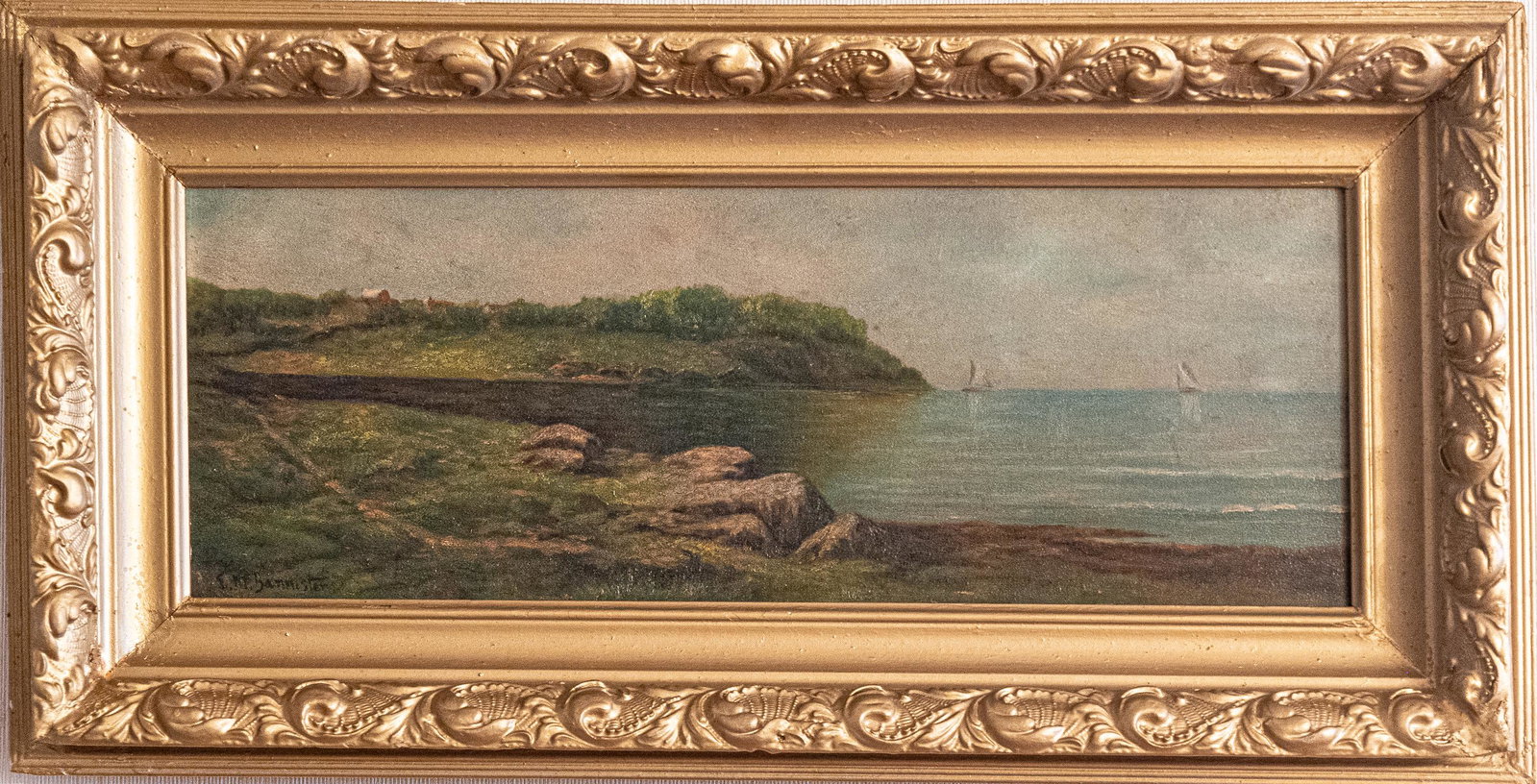 Edward Mitchell Bannister (1828 - 1901) MA Artist Oil: Edward Mitchell Bannister (1828 - 1901) was active/lived in Massachusetts, Rhode Island, New Brunswick / Canada. Edward Bannister is known for Idealized landscape, marine, portrait and still life pain