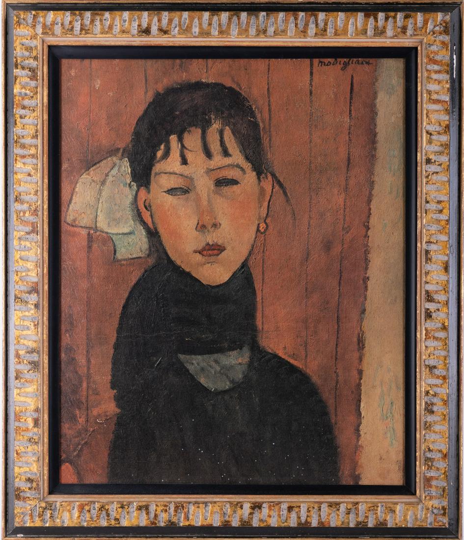 Vintage Amedeo Modigliani Print On Paper "Marie": Title: Marie Medium: Print On Paper Size: 23 x 19 inches Frame: 27.5 x 23.5 inches Age: Vintage Condition: Great overall condition Signature: None Artist: Amedeo Modigliani Great for collection or hom