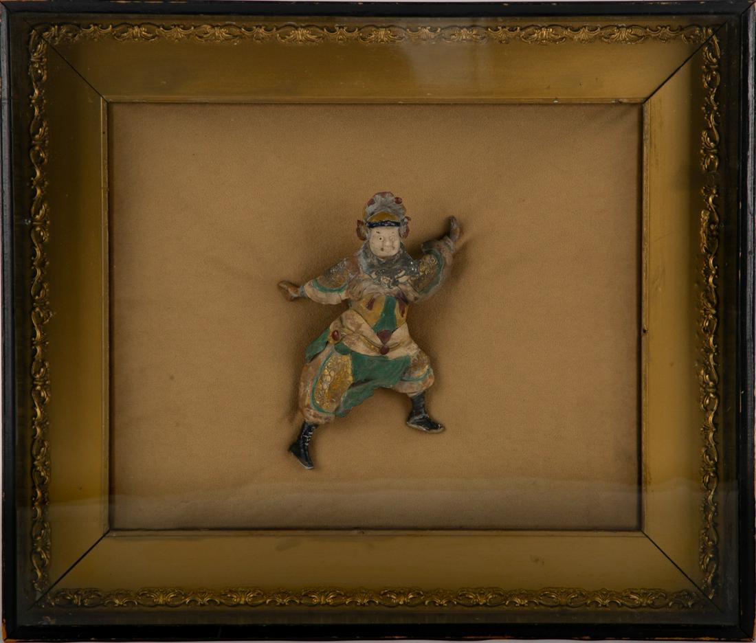 Vintage Chinese Pottery Clay "Glazed Pottery Doll": Title: Glazed Pottery Doll Medium: Clay Painting Size: 8" x 5" Frame Size: 17.5" x 20.5" Age: Vintage Condition: This artwork is in great condition. Artist: Unclear Great for collection or home decora