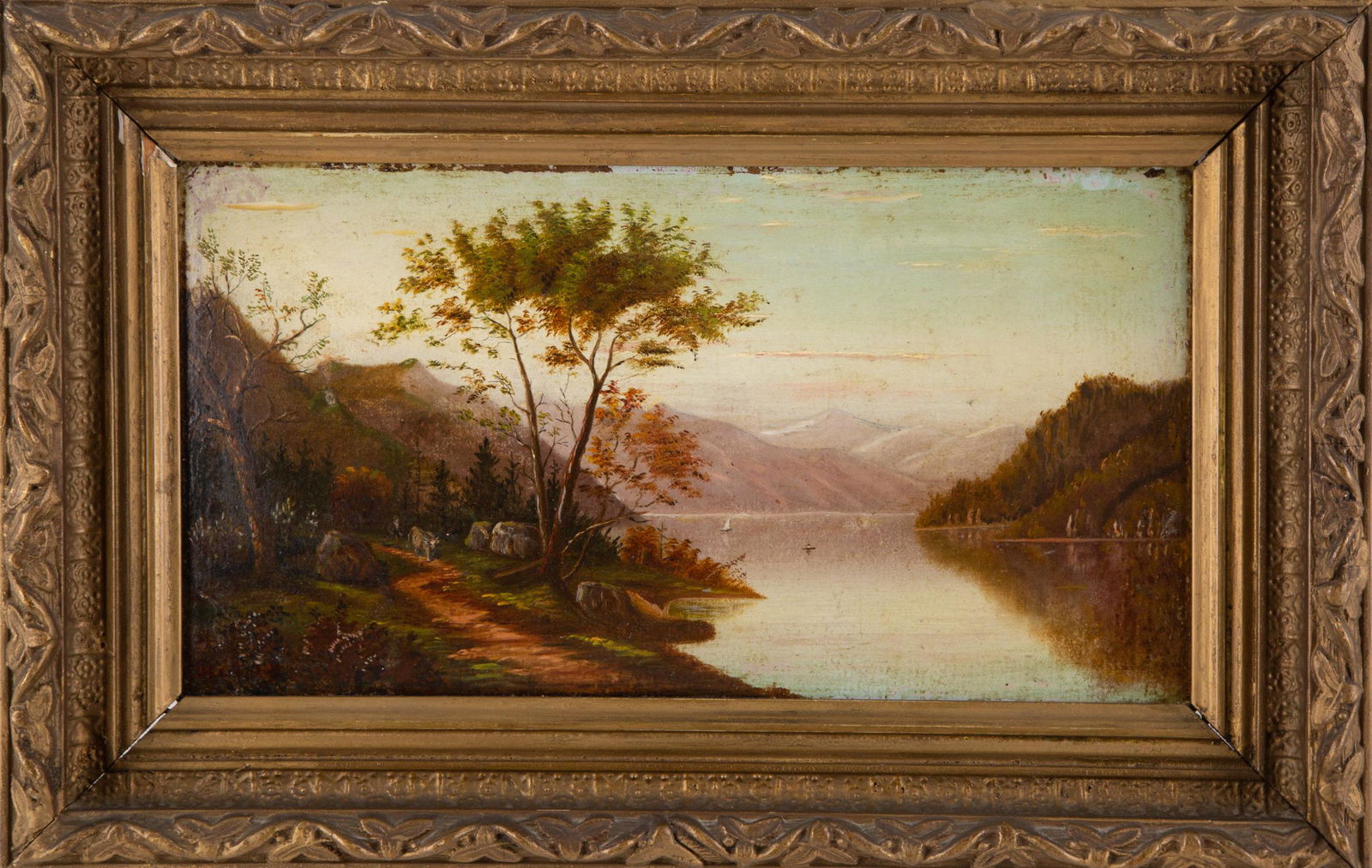 Jasper Francis Corpsey, New York(1823-1900) Landscape Oil On Board: Title: Walk Through The Path Medium: Oil On Board Painting Size: 7 x 13inches Frame Size: 10.5 x 16.25inches Condition: This artwork is in great condition. Signature: Signed Artist: Jasper Francis Cor