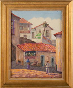 Lois Mailou Jones (1905 - 1998) American/ Haiti. Oil on canvas: Lois Mailou Jones (1905 - 1998) American/ Haiti. Oil on canvas Medium: Oil On canvas Frame Size: 24.5" x 19" Size: 19" x 13 " signed: Condition: good overall condition for its age., there are two