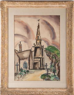 Maurice de Vlaminck (1876 - 1958) New York / France.: Maurice de Vlaminck (1876 - 1958) New York / France. Medium: Watercolor / Paper Frame Size: 27" x 21" Size: 19" x 13" signed: signature Condition: good overall condition for its age., no visible