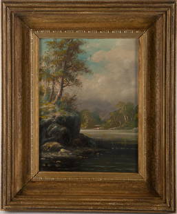 Albert Bierstadt (1830 - 1902) New York, California,oil on canvas: Albert Bierstadt (1830 - 1902) New York, California,oil on canvas Medium: Oil On canvas Frame Size: 18" x 15" Size: 12" x 9 " signed: Condition: good overall condition for its age., Bidders need