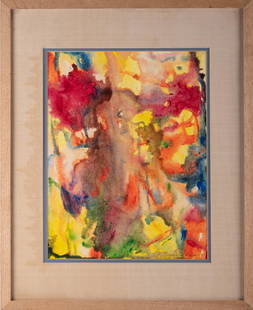 Beauford Delaney (1901-1979) NY/France Watercolor: Title: Red And Yellow Medium: Watercolor On Paper Size: 14 x 11 inches Frame: 20 x 17 inches Condition: Great Overall Condition Signature: Beauford Delaney Artist: Beauford Delaney Beauford