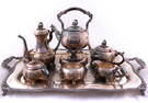 Silver On Copper Mexican Coffee/Tea Set With Tray