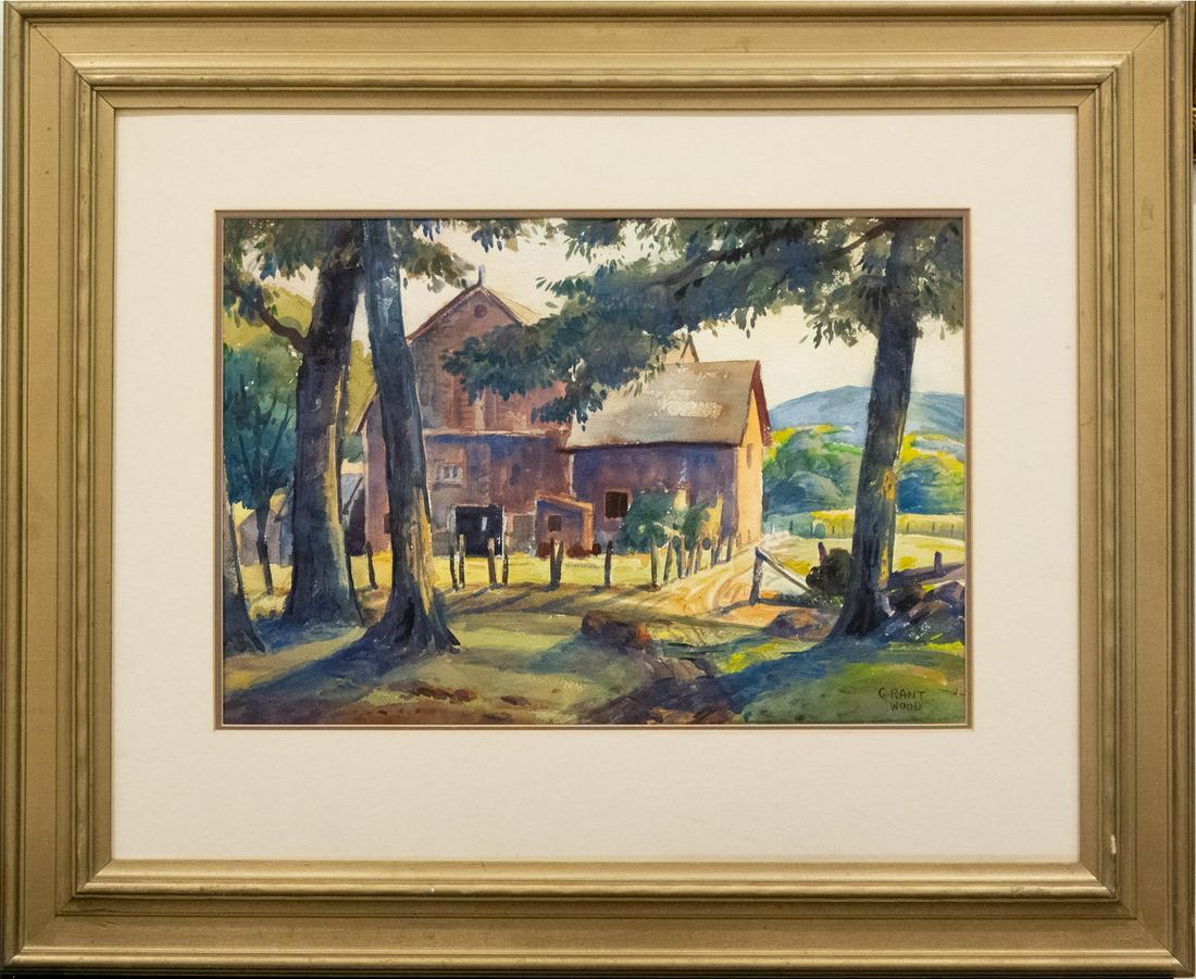 Grant Wood (1891 - 1942) Iowa Listed Artist Watercolor (1 of 10)