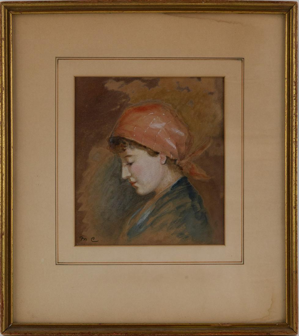 Mary Stevenson Cassatt 1844-1926 Portrait Gouache "Woman With Red Hat" (1 of 8)