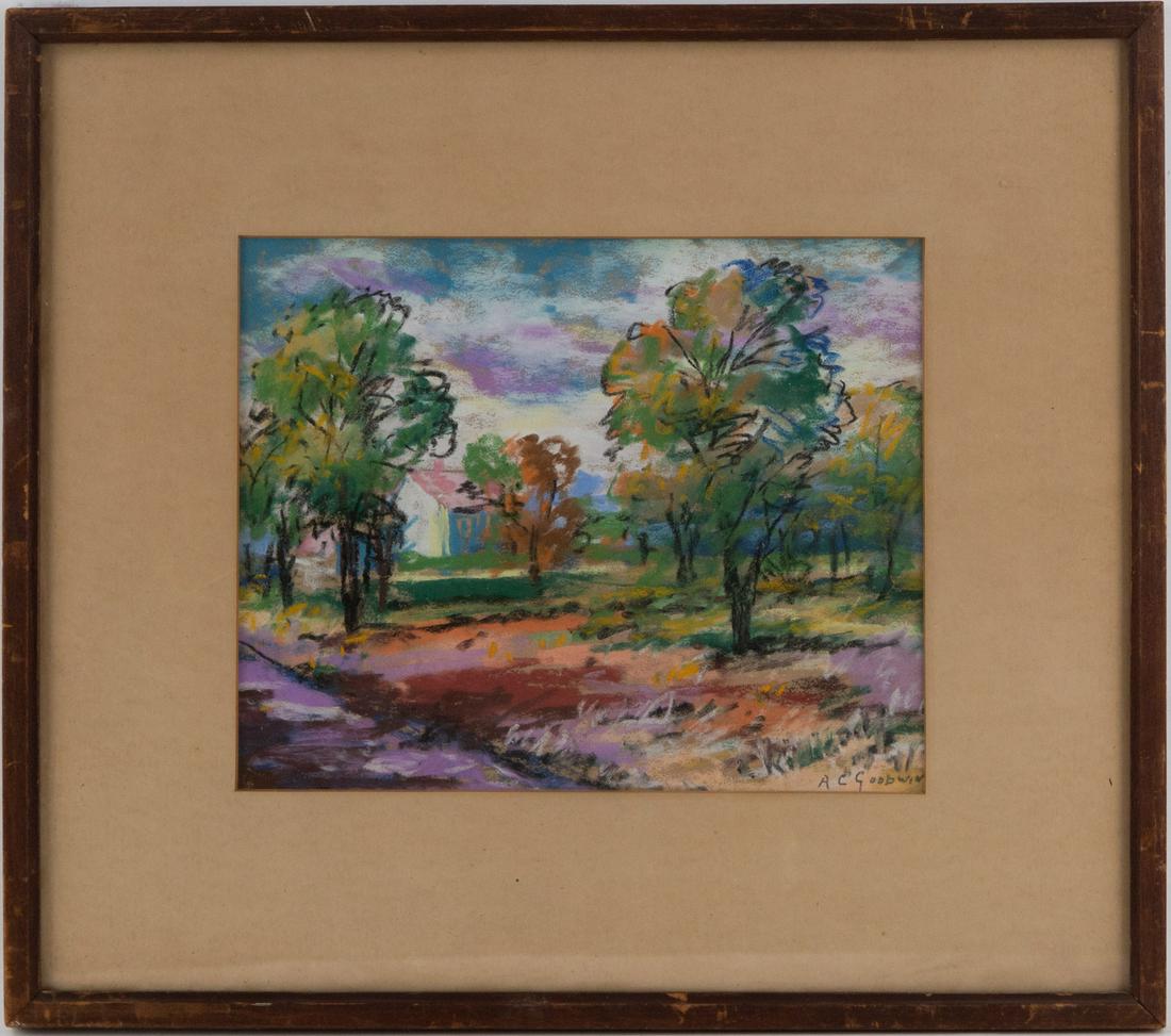 Arthur Clifton Goodwin 1864-1929 Landscape Gouache "Dream Of Going Home": Title: Dream Of Going Home Medium: Gouache Painting Size: 8 x 10 inches Frame Size: 15 x 17 inches Condition: This artwork is in good overall condition for its age. Signature: Signed Artist: Arthur Cl