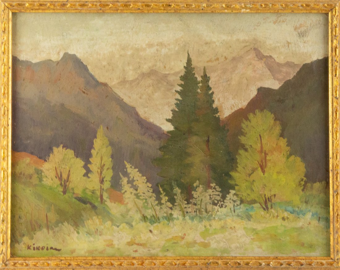 Michel Kikoine (Russian, 1892-1968) Landscape Oil On Canvas "Spring Day View": Title: Spring Day View Medium: Oil On Canvas Painting Size: 12 x 15.25 inches Frame Size: 13 x 16.25 inches Condition: This artwork is in good overall condition for its age. Signature: Signed Artist: