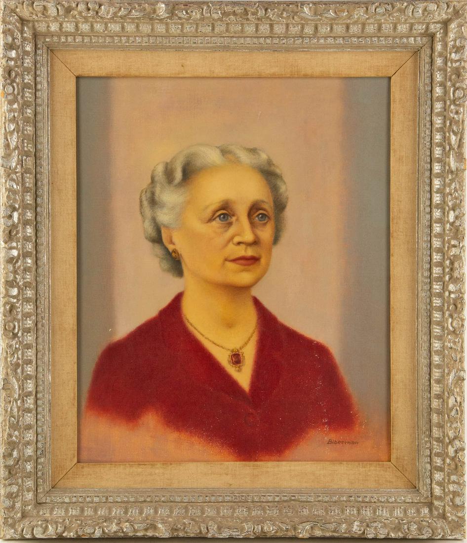 Biberman Portrait Oil On Canvas "Woman In Red Suit" (1 of 10)