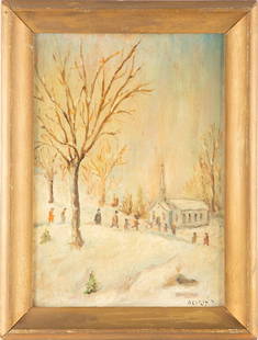 Antonio Cirino (1889 - 1983) Oil On Board Landscape Painting: Antonio Cirino (1889 - 1983) Rhode Island / Italy Title: Snow Day View Medium: Oil On Board Painting Size: 14 x 10inches Frame Size: 16.5 x 12.5inches Condition: This artwork is in good overall