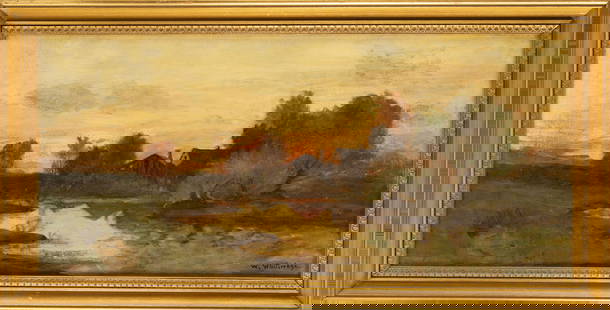 Thomas Worthington Whittredge (1820 -1910) Landscape Oil On Canvas: Medium: Oil On Canvas Painting Size: 12.25 x 26.25 inches Frame Size: 15 x 29 inches Condition: This artwork is in good overall condition for its age. Signature: Signed Artist: Thomas Worthington Whit