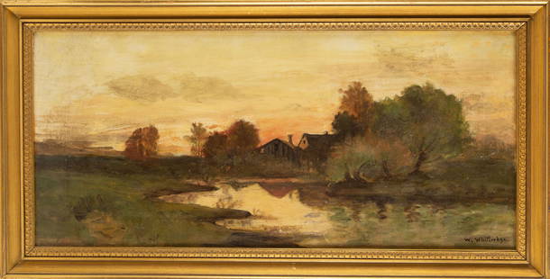 Thomas Worthington Whittredge (1820 -1910) Landscape Oil On Canvas: Medium: Oil On Canvas Painting Size: 12.25 x 26.25 inches Frame Size: 15 x 29 inches Condition: This artwork is in good overall condition for its age. Signature: Signed Artist: Thomas Worthington Whit