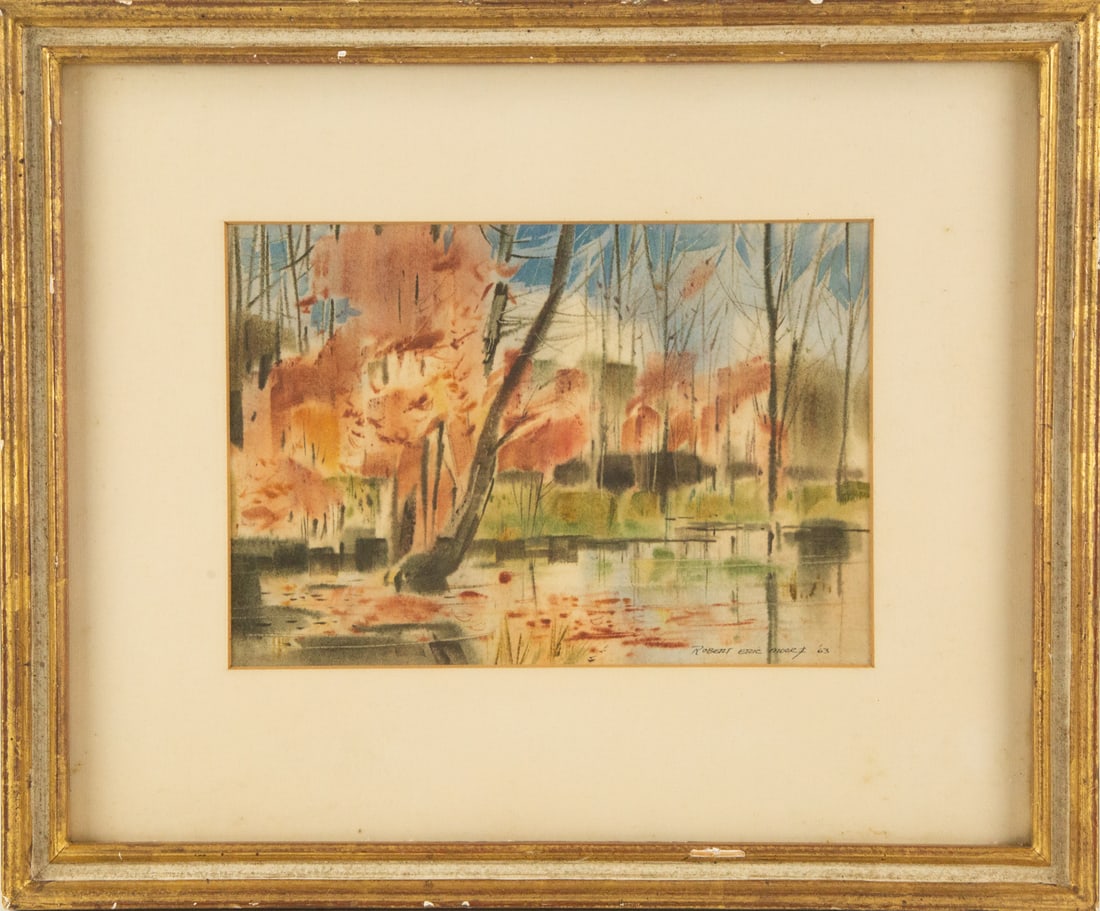 Robert Eric Moore (1927 - 2006) Landscape Watercolor "Beautiful Day" (1 of 9)