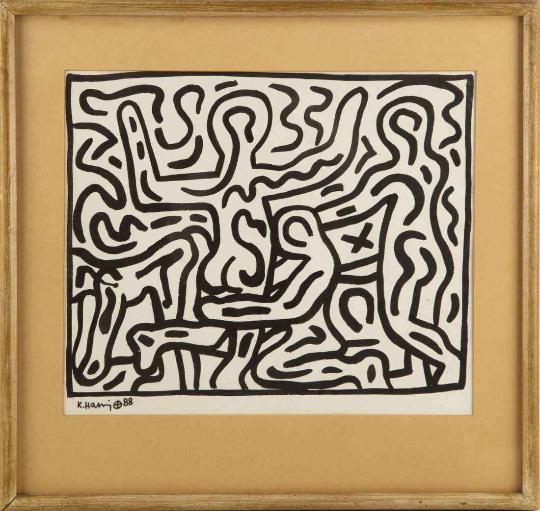 Drawing On Paper Signed K.Haring (Keith Haring) (1 of 9)