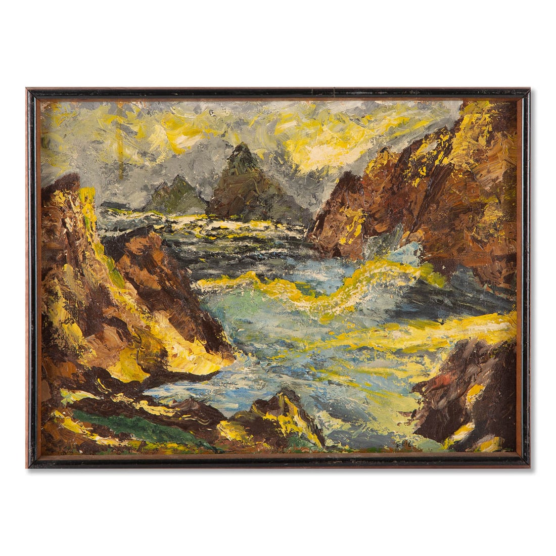 Vintage Impressionist Original Oil "Coast Scene" (1 of 9)