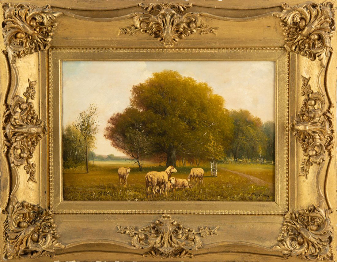 John Joseph Enneking (1841-1916) Landscape Oil On Canvas: Medium: Oil On Canvas Painting Size: 12 x 18 inches Frame Size: 21.5 x 27.5 inches Condition: This artwork is in good overall condition for its age. Signature: Signed Artist: John Joseph Enneking (184